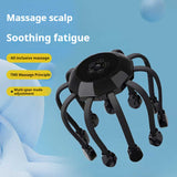 Black Upgraded B model [5 modes + vibration + timing + red light]  Multifunctional Electric Head Massager with 14 Nodes- Scalp Stress Relief - Front View