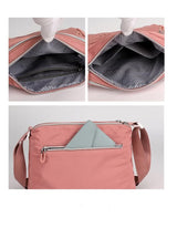Lightweight Nylon Crossbody Shoulder Bag - Black, Adjustable Strap, Multi-Pocket Design - Side View