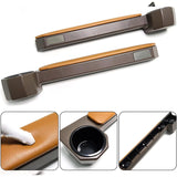 Toyota Land Cruiser FJ76/FJ79 Center Console and Door Armrest Cup Holder Set - Brown Leather - Top-Down View