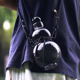 32oz Black Myth Wukong Inspired Gourd Water Plastic Yellow Bottle - Decorative Double-Layer Flask with Calligraphy and Accessories - Front View