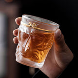 4 PCS Black Myth Wukong Crystal Glass Cup - Frosted with Gold Detailing