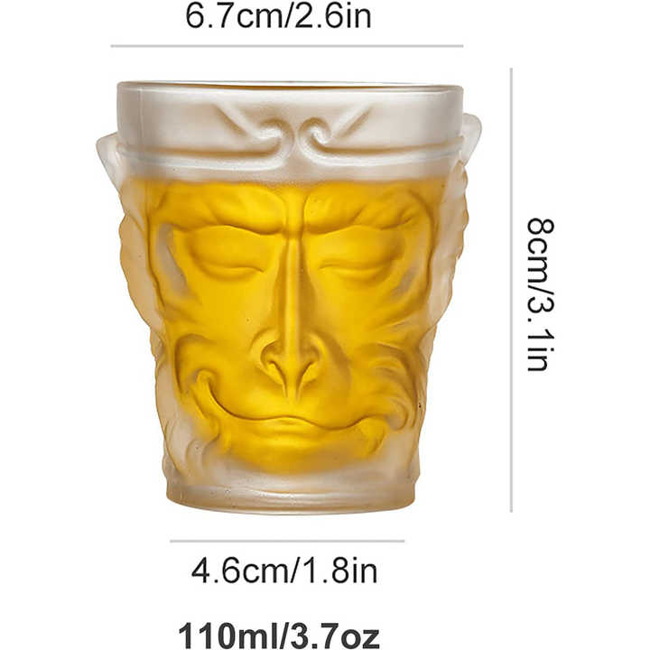 Black Myth Wukong frosted crystal glass cup with gold detailing, 110 ml, set of four glass cups