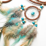 Handmade Dream Catcher with Feathers - Bohemian Wall Hanging Decorative Wind Chime - Front View
