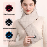 Beige Upgraded Electric Heated Scarf - 3-Level Adjustable Heating - Front View