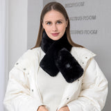 Black Adjustable Electric Heated Scarf with Plush Fabric - 3 Heat Settings - Front View