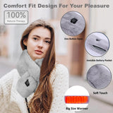 Black Adjustable Electric Heated Scarf with Plush Fabric - 3 Heat Settings - Side View