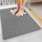 Black Non-Slip Loofah-Style Bathroom Mat - Quick-Dry and Soft 44*75cm - 45-Degree Angle