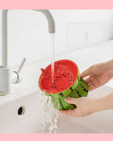 Ceramic Elevated Pet Food Bowl - Cute Watermelon Pattern Design for Cats and Small Dogs - 45-Degree Angle