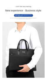 Black Lightweight Business Tote Bag - Durable and Stylish for Work and Travel - Front View