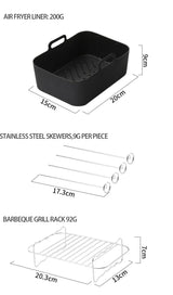 9-Piece Air Fryer Accessories Set - Silicone Liners, Grill Racks, Cooking Tools - 45-Degree Angle