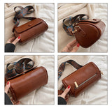 Beige Vintage PU Leather Shoulder Bag with Adjustable Strap - Compact and Stylish - Front View