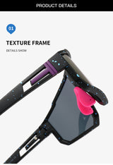 UV400 Sports Sunglasses with Polarized TAC Lens - Black/Blue - Front View