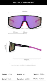 UV400 Sports Sunglasses with Polarized TAC Lens - Black/Black - 45-Degree Angle
