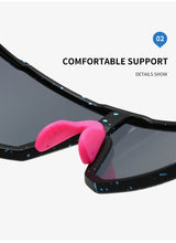 UV400 Sports Sunglasses with Polarized TAC Lens - Black/Green - Side View