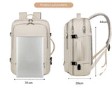 Large Capacity Travel Backpack with USB Charging Port - Black - Top-Down View