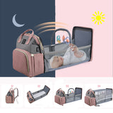Multifunctional Diaper Backpack with Mosquito Net and Insulated Pockets -Gray