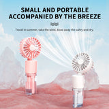 Portable 4-Speed Mini Spray Fan with Moisturizing Function - F2 Pink (2PCS) - Front View