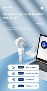 Portable 4-Speed Mini Spray Fan with Moisturizing Function - F2 Pink (2PCS) - Top-Down View