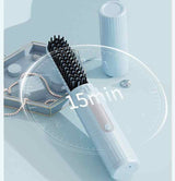 Cordless Hair Straightener Brush with Adjustable Temperature - Blue - Side View
