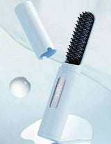 Cordless Hair Straightener Brush with Adjustable Temperature - Pink - Front View