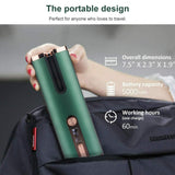 Cordless Automatic Hair Curler with Adjustable Temperature - Green