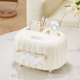 Multi-Functional Tissue Box Organizer with Storage Compartments - White - Front View