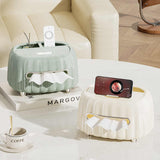 Multi-Functional Tissue Box Organizer with Storage Compartments - Green - 45-Degree Angle