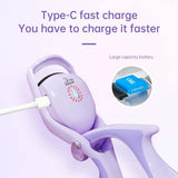 White Electric Heated Eyelash Curler - 3 Temperature Settings, Rechargeable, Compact Design - 45-Degree Angle