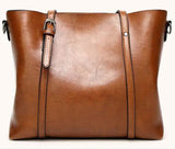 Elegant PU Leather Tote Bag with Detachable Strap - Green - Front View