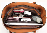 Elegant PU Leather Tote Bag with Detachable Strap - Pink - Side View