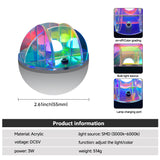 3W LED Acrylic Crystal Ball Night Light with Adjustable Colors - USB Powered - 45-Degree Angle