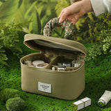Portable Waterproof Cosmetic Bag with Handle - Cream White - Top-Down View