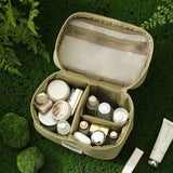 Portable Waterproof Cosmetic Bag with Handle - Pale Green - Front View