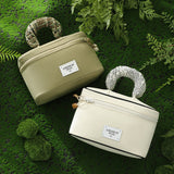 Portable Waterproof Cosmetic Bag with Handle - Pale Green - 45-Degree Angle