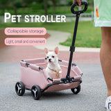 Black Foldable Pet Travel Wagon for Small Dogs - Lightweight and Portable - Front View
