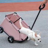 Black Foldable Pet Travel Wagon for Small Dogs - Lightweight and Portable - Side View