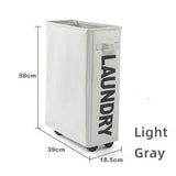 Rolling Laundry Basket with Wheels - 42L Capacity, Light Gray, 39*18.5*58CM