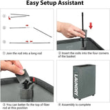 Rolling Laundry Basket with Wheels - 42L Capacity, Navy Blue, 39*18.5*58CM - Top-Down View