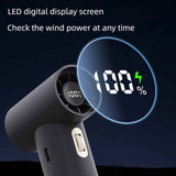 White Portable High-Speed Turbo Fan with 2000mAh Battery and Multiple Attachments - Front View