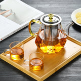 Elegant Glass Teapot with Gold Handle and Stainless Steel Infuser - 1000ml Capacity - Top-Down View