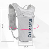 Lightweight Hydration Running Vest with 5L Capacity and Reflective Strips, Gray backpack with Blue text - 45-Degree Angle