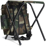 Camo Foldable Backpack Stool for Outdoor Camping, Fishing, and Hiking - Side View