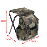 Camo Foldable Backpack Stool for Outdoor Camping, Fishing, and Hiking - Top-Down View