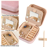 2PCS Black Portable Travel Jewelry Box with Mirror and Compartments