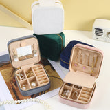 2PCS Black Portable Travel Jewelry Box with Mirror and Compartments - Top-Down View