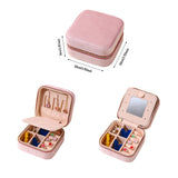 2PCS White Portable Travel Jewelry Box with Mirror and Compartments - 45-Degree Angle