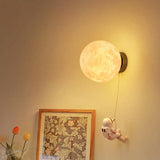 Astronaut Moon Wall Lamp with LED White Light,Diameter 15cm - Top-Down View