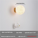 Astronaut Moon Wall Lamp with Warm Light,Diameter 20cm