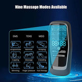 Dual Output EMS/TENS Massage Device with 9 Modes and Type-C Charging, (8 Adhesive Pads) - Side View