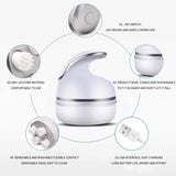 Blue Flowers Portable 3D Electric Massage Device with Adjustable Speeds and USB Charging - Top-Down View